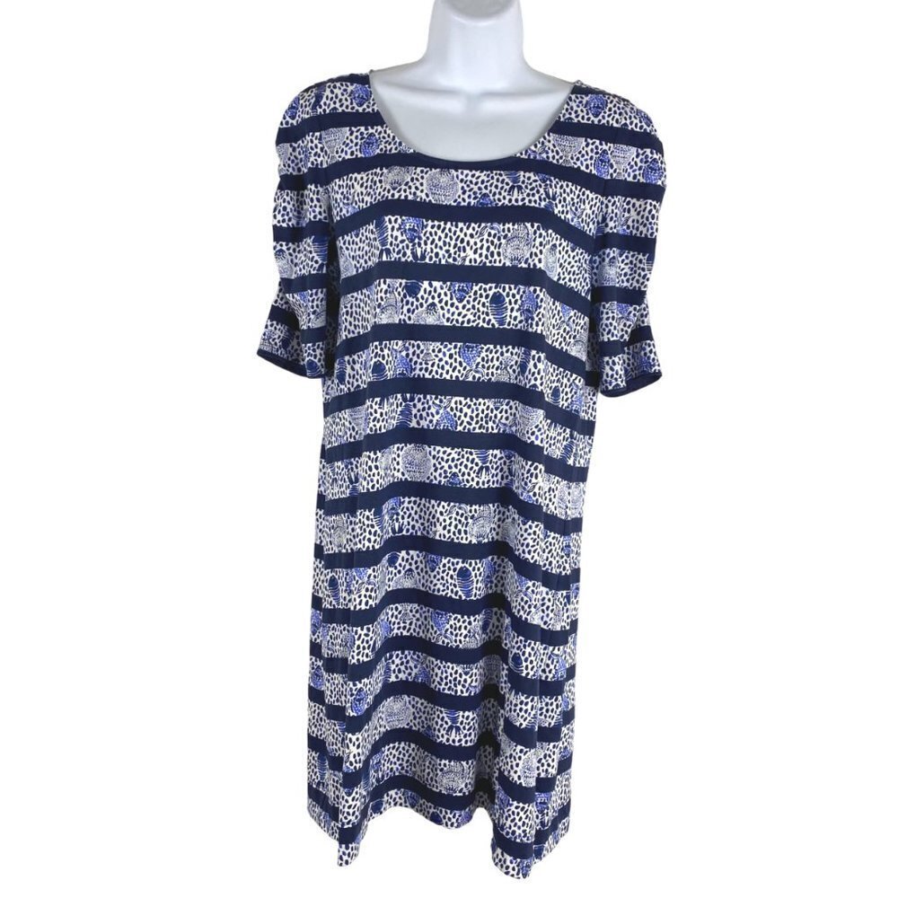Lilly Pulitzer Lajolla Dress Women's Medium High Tide Navy Heart And Sole Stripe